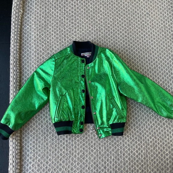🔥KIDS Bonpoint Metallic Leather Bomber Jacket🔥 - Picture 1 of 6